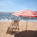 Empty deck chair on a beach