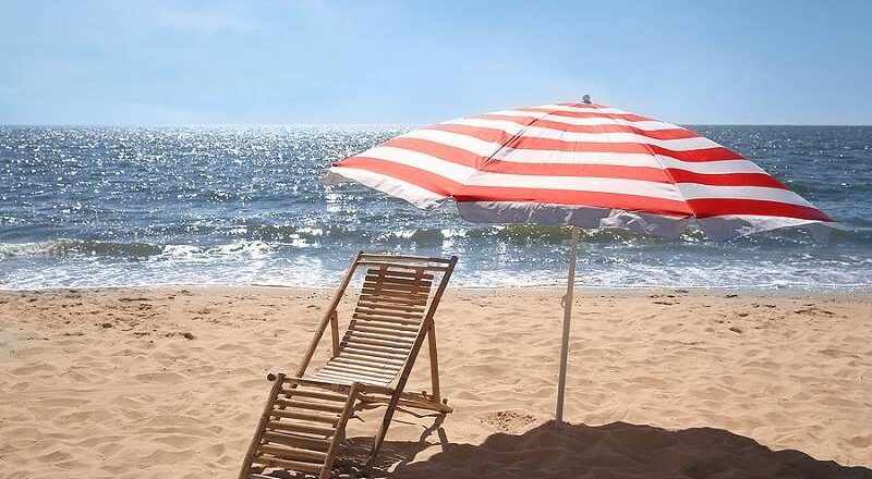 Empty deck chair on a beach