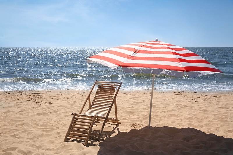 Empty deck chair on a beach