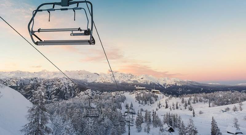 Ski lift at dawn