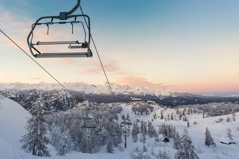 Ski lift at dawn